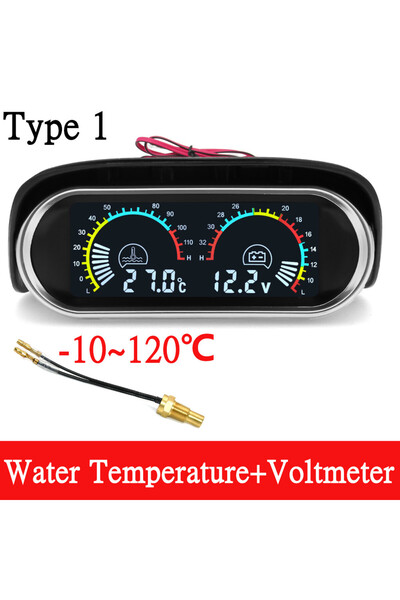 Choice Type 1 12V/24V 2 IN 1 Car Truck LCD Gauge Water Temperature Gauges +Vo...
