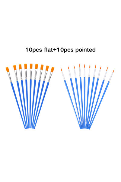 Choice 20pcs set Multi-Pack Blue Plastic Handle Paint Brushes, Pointed & Flat...