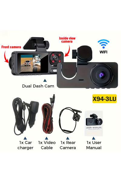 Choice5 كاميرا سيارة جديدة 64G X94-WIFI-3CAM بدقة 1080P HD مع واي فاي، كاميرا...