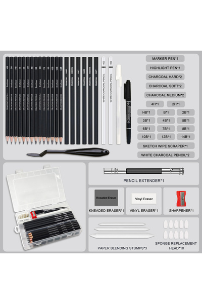 Choice1 42 pcs 14-60 pcs Drawing Set Sketching Kit - Art Supplies,for Adults ...