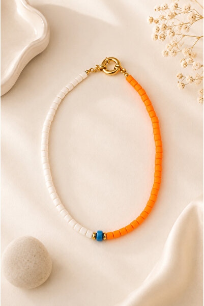 Archhazel Jewelery Orange and White Summer Necklace