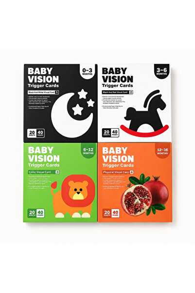 OEM Set 80 carduri vizuale pentru bebelusi, 160 imagini, stimulare senzoriala...