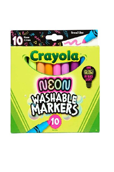 Crayola Neon Washable Markers, Broad Line, 10 Count