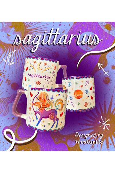 westartic Sagittarius Yay Burcu Özel Tasarım Burç Kupa Fincan