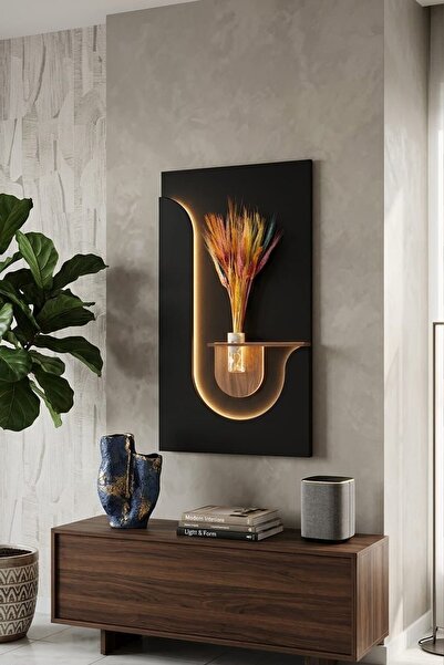 primehome Çizilmez Mebran Kaplama LED Işıklı Siyah Duvar Dekoru - 50x90 Moder...