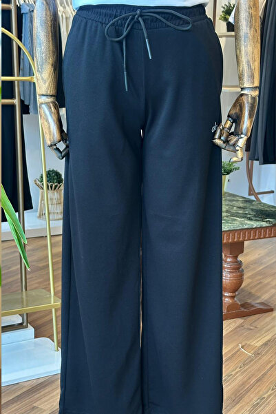 Unique Boutique Black Modal Fabric Lace-Up Waist Sweatpants