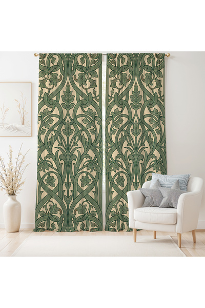 Hanna Home Dekoratif Adaçayı Yeşili Floral Desenli Kadife Görünümlü Genç Odas...