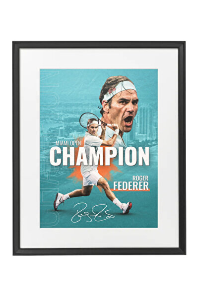 Boomah Accessories Roger Federer Champion Tennis Autographed Poster with Fram...