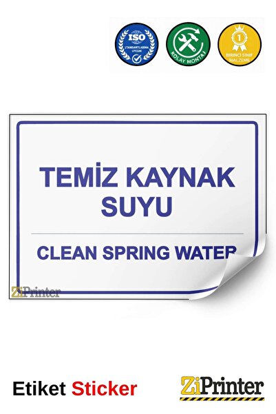 ZiPrinter ملصق تحذيري لمياه الينابيع النظيفة CLEAN SPRING WATER isg مقاس 35x5...