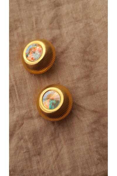ILCARE Gold Plated Metal Button with Stone 22 mm 2 Pieces