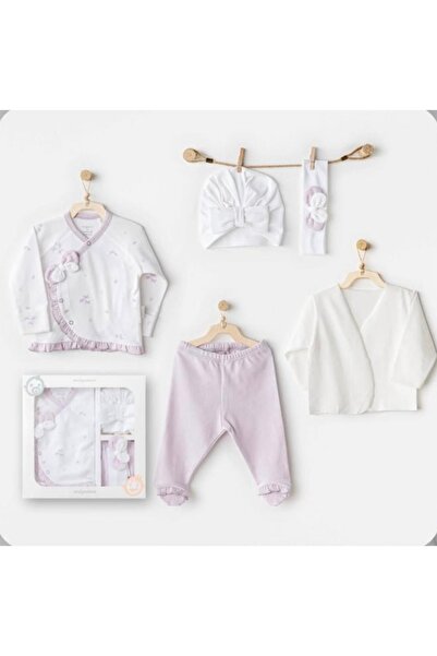 andywawa Li̇mi̇ Baby Girl Organic Cotton 5-Piece Hospital Discharge Set