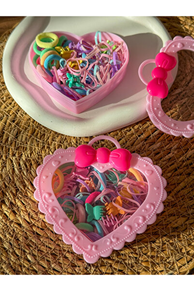 PURPLE'S BİR TUTAM MUTLULUK Mixed Rubber Pegs in a Heart-Shaped Box, Girls' B...