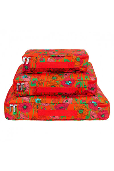 Pylones 3'lü Seyahat Çantası Seti - Travel Organizer - Coquelicots