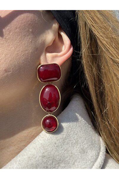 Charmist Triple Klemen Burgundy Earrings