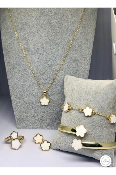Carette De Terre Çiçek figürlü gold renk set