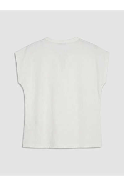 LC Waikiki White V-Neck Embroidered Blouse