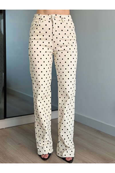 ROUPAS COLLECTİON Puantiye Jean Pantolon