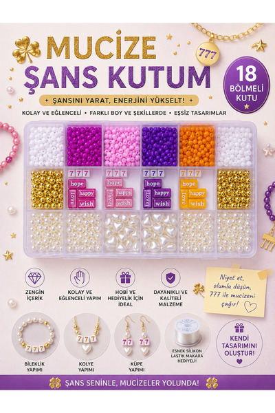 By MO Accessories 777 Mucize Şans Boncuklarla Motto Takı Yapma Seti Bileklik ...