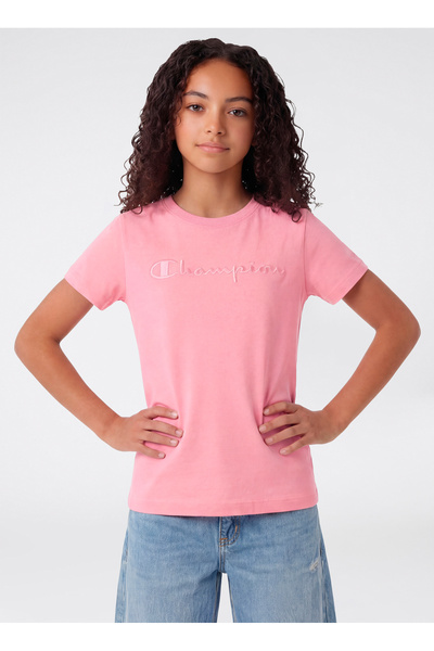 Champion Pembe Kız Çocuk T-Shirt 405246-SS Tee