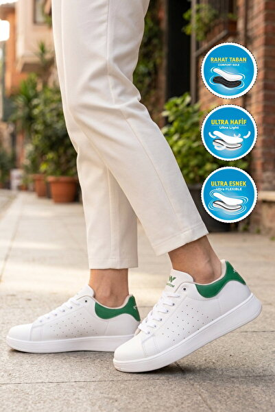 WALKWAY White Green Laced Lightweight Unisex Skin Sports Shoes Costa g