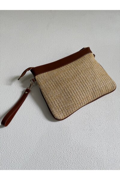 Mia Collection Hasır Clutch Çanta Model El Ve Kadın Omuz Çantası,Yazlık Çanta...