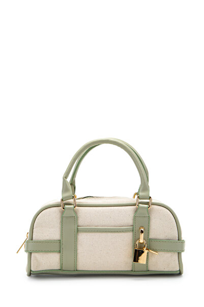 minebag Key Lock Charm Detailed Straw Women's Crossbody Bag Hamburg Green