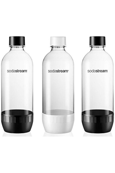 sodastream Set of 3 Sodastream soda bottles, 3 x 1 l, Black-White