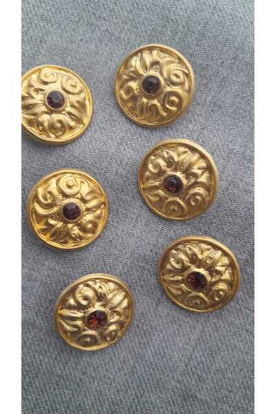 ILCARE Matte Gold Stone Metal Button 23 mm 6 Pieces