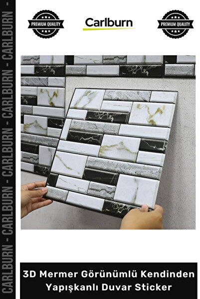 Carlburn Özel Üretim 30x30 Mutfak Banyo Panel Tuğla 3D Mermer Görünümlü Kendi...