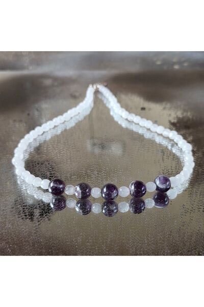 DRUZY Amethyst and Jade Necklace #17