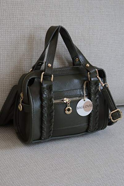 BAGLOVİS Women's Knitted Detailed Shoulder Bag with Front Pocket and Zipper, ...