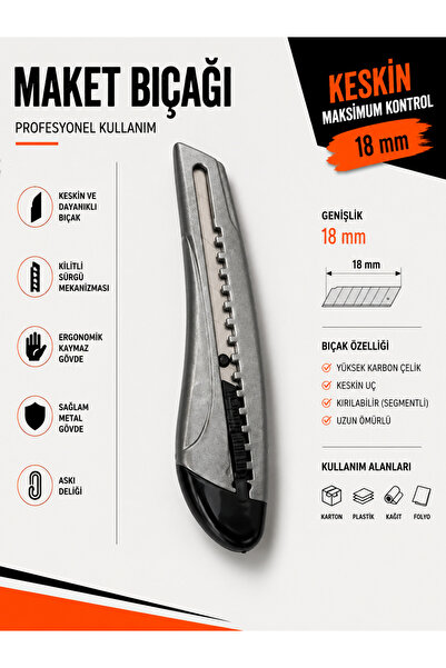 NO BRAND Maket Bıçağı Metal Gövdeli Profesyonel Falçata Kesim Bıçağı Kaliteli...