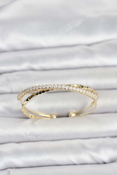 Inure Jewelry سوار نسائي من النحاس بلون ذهبي مرصع بحجر الزركون وطراز دوريكا