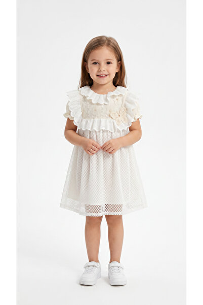Mışıl Kids Rochie pentru fete cu dantelă și detaliu fluture