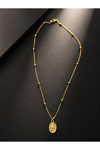 BERF JEWELLERY قلادة ذهبية على شكل ميدالية الشمسية