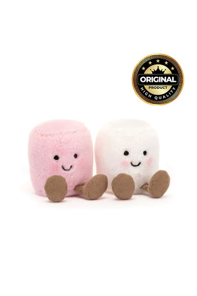 Jellycat Amuseables Pink and White Marshmallow Plush Toy – Soft stuffed toy w...