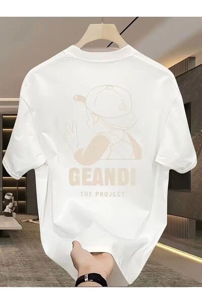 Generic Brand تي شيرت نسائي مطبوع عليه "GANDHI The Project" بأكمام قصيرة - أبيض