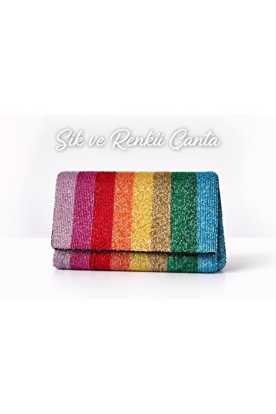 OPS Fashion Store Ops Colore Clutch (boncuk işlemeli clutch çanta)