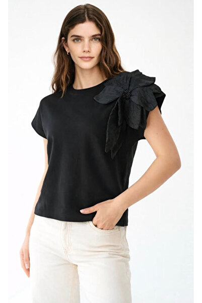 Arzulica Imported Viscose Blouse with Floral Accessories