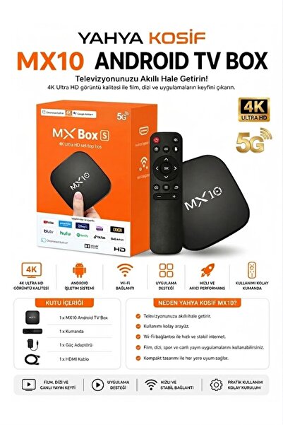 YAHYA KOSIF MX BOX S 5G Android TV - Akıllı TV - MX10 5G Android TV Box 4K Ul...