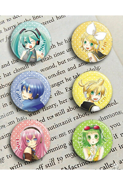 Toum Anime Vocaloid Tasarım 6'lı Rozet 70 mm PVC Kaplı Çanta Ceket Yaka Akses...