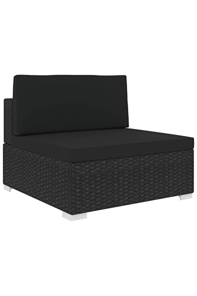 vidaxl Canapea de mijloc modulară cu perne, negru, poliratan