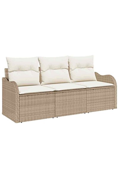 vidaxl Set de canapele pentru grădină 3 pcs Bej Rattan poli