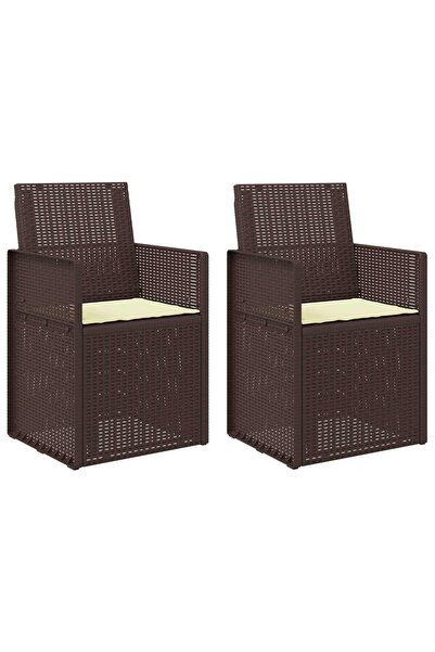 vidaxl Scaune de Dining pentru Grădină 2 pcs Maro și Crem PP