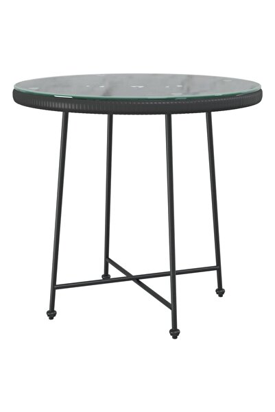 vidaxl Kitchen table, Ø80 cm, tempered glass and steel