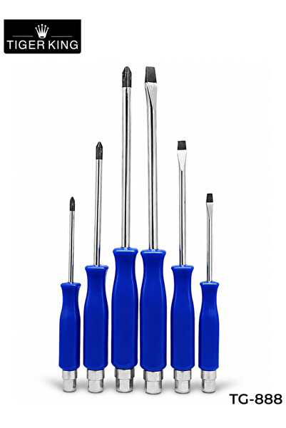 Tıger Kıng TG-888 6-Piece Magnetic Screwdriver Set, Chrome Vanadium Steel Phi...