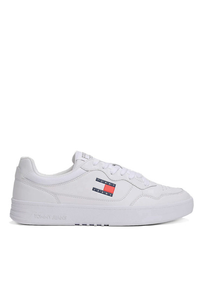 Tommy Hilfiger Ανδρικά Δερμάτινα Sneakers Λευκά Tommy Jeans EM0EM01443-YBR