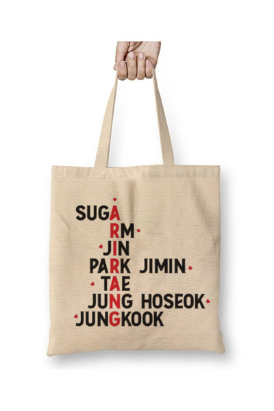 Toyaso Bts Arirang Jungkook White Cloth Bag Long Handle Shopping Bag Beach Bag