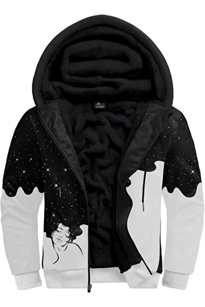 igeekwell Black lined hooded sweatshirt for men, long sleeves, zip, 2XL