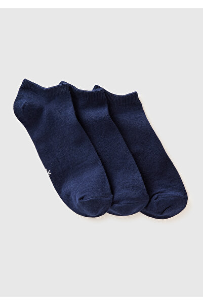 United Colors of Benetton Unisex Navy Blue Cotton Blend Solid Color Triple So...